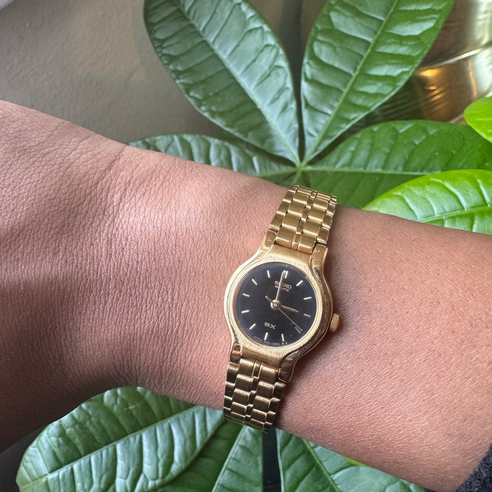 Seiko Gold Watch with Black Face